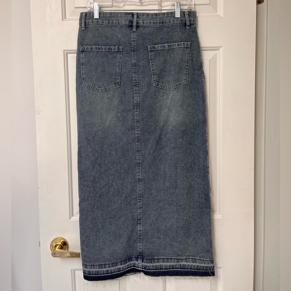 NWT Happily Grey Denim Midi Skirt 30” Waist - Picture 9 of 14